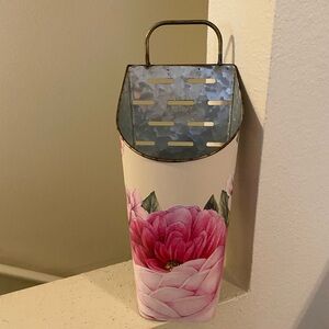 Floral Metal Wall Planter. Painted with added Decal. Flowers not included. New